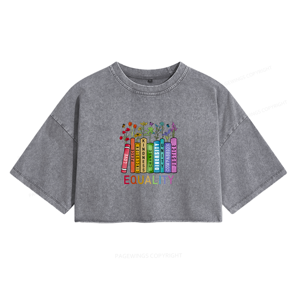 Pagewings Equal Rights Women's Washed Cropped T-shirt