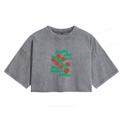 Pagewings Banned Books Literary Women's Washed Cropped T-shirt