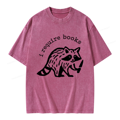 Pagewings I Require Books Unisex Washed T-shirt