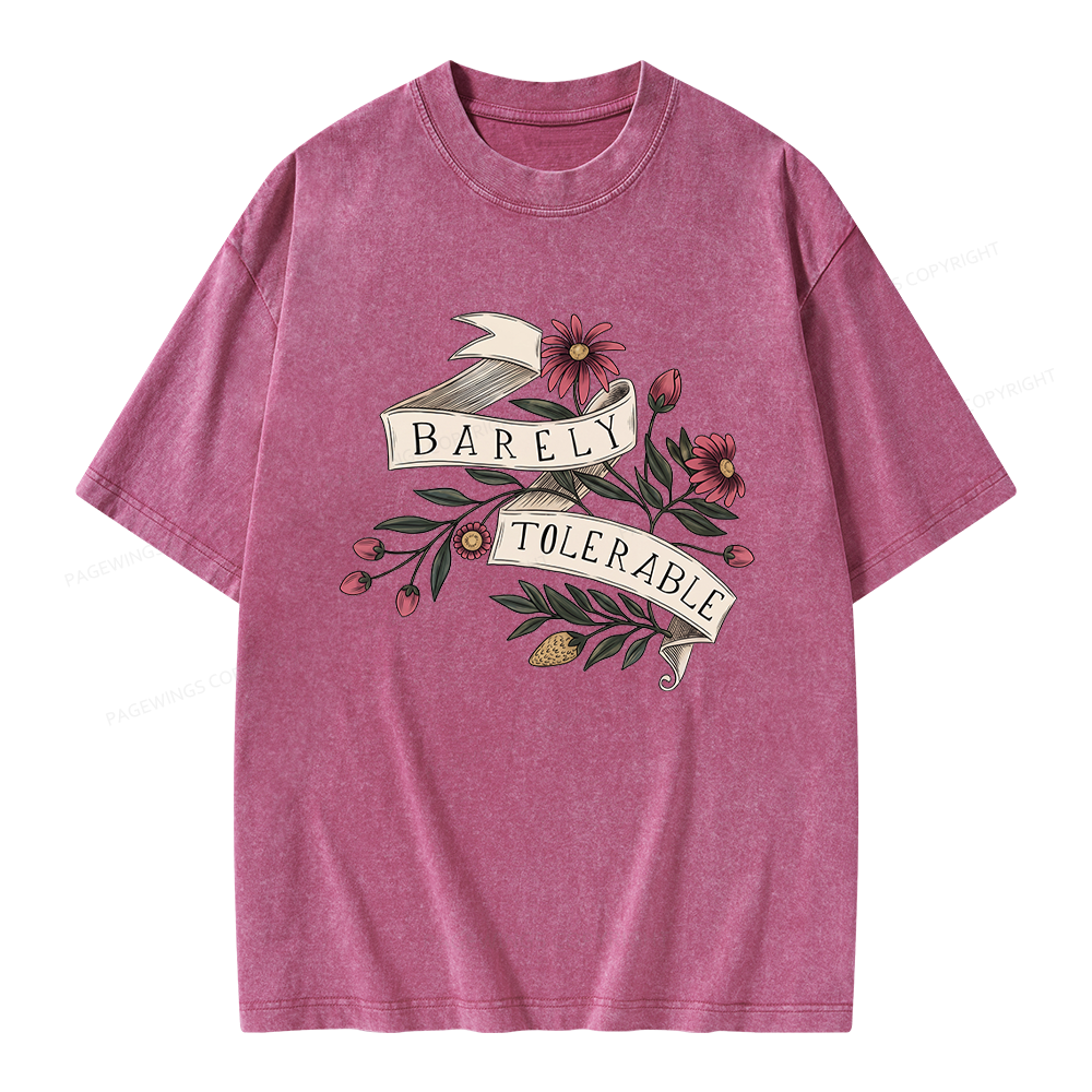 Pagewings Barely Tolerable Unisex Washed T-shirt