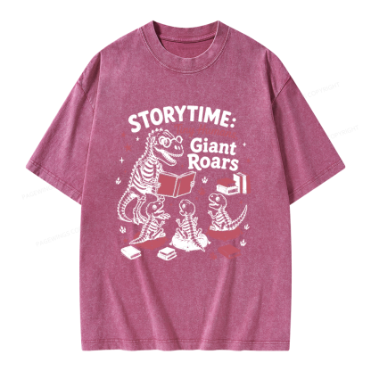 Pagewings School Librarian Dinosaur Unisex Washed T-shirt