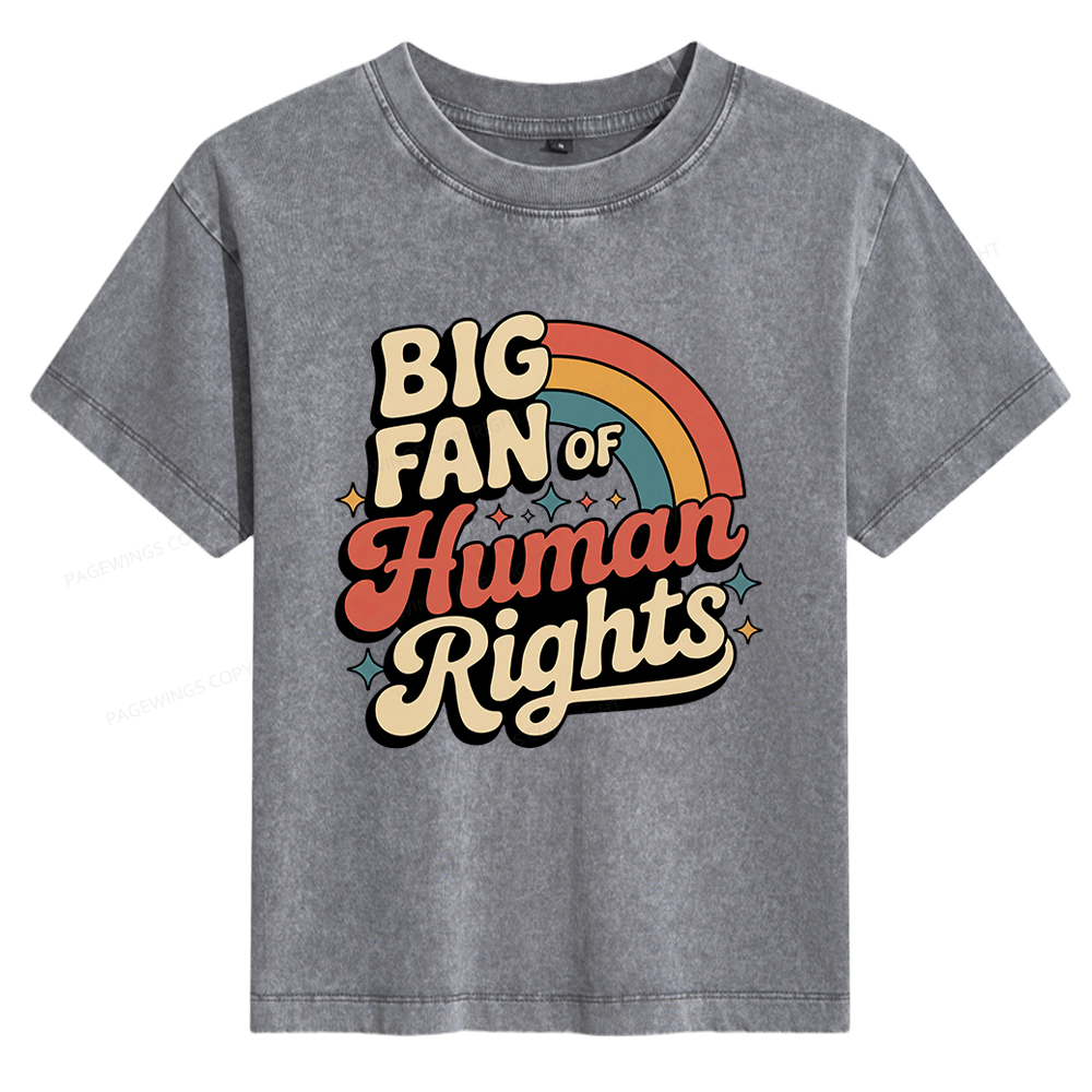 Pagewings Big Fan of Human Rights 15448 Bookish Women's Washed T-shirt
