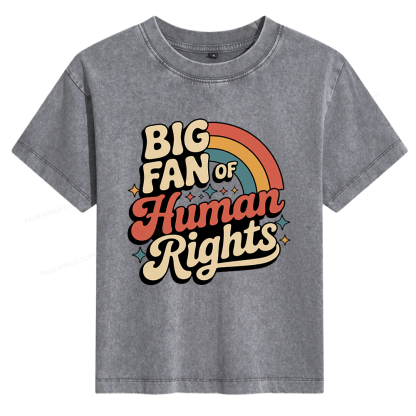 Pagewings Big Fan of Human Rights 15448 Bookish Women's Washed T-shirt