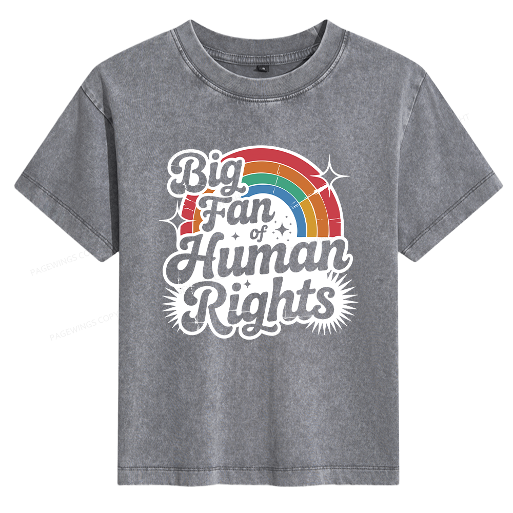 Pagewings Big Fan of Human Rights 15985 Bookish Women's Washed T-shirt