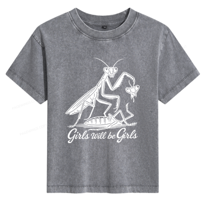 Pagewings Girls Will Be Girls 15503 Bookish Women's Washed T-shirt