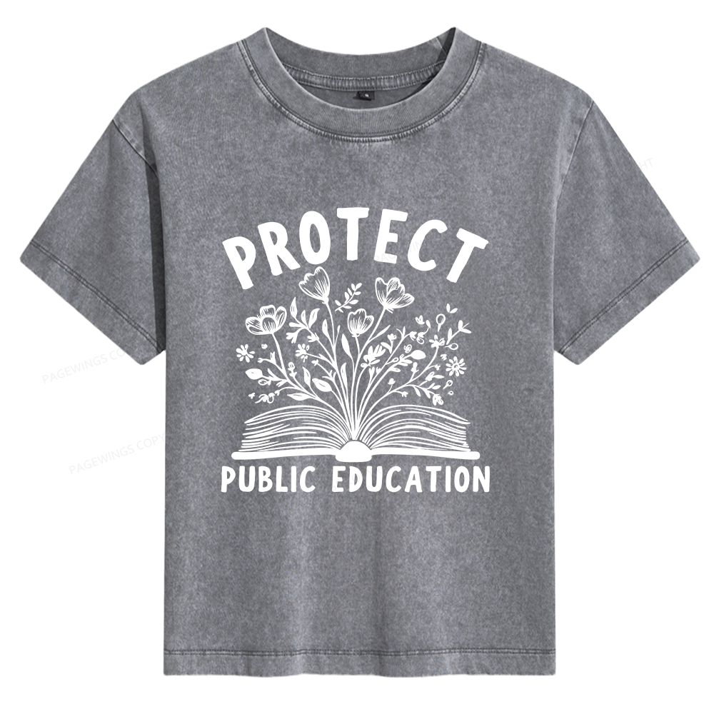 Pagewings Protect Public Education 15808 Bookish Women's Washed T-shirt