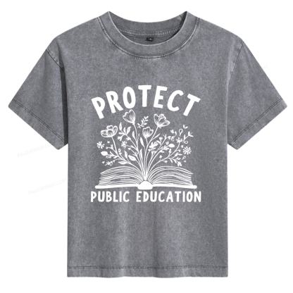 Pagewings Protect Public Education 15808 Bookish Women's Washed T-shirt