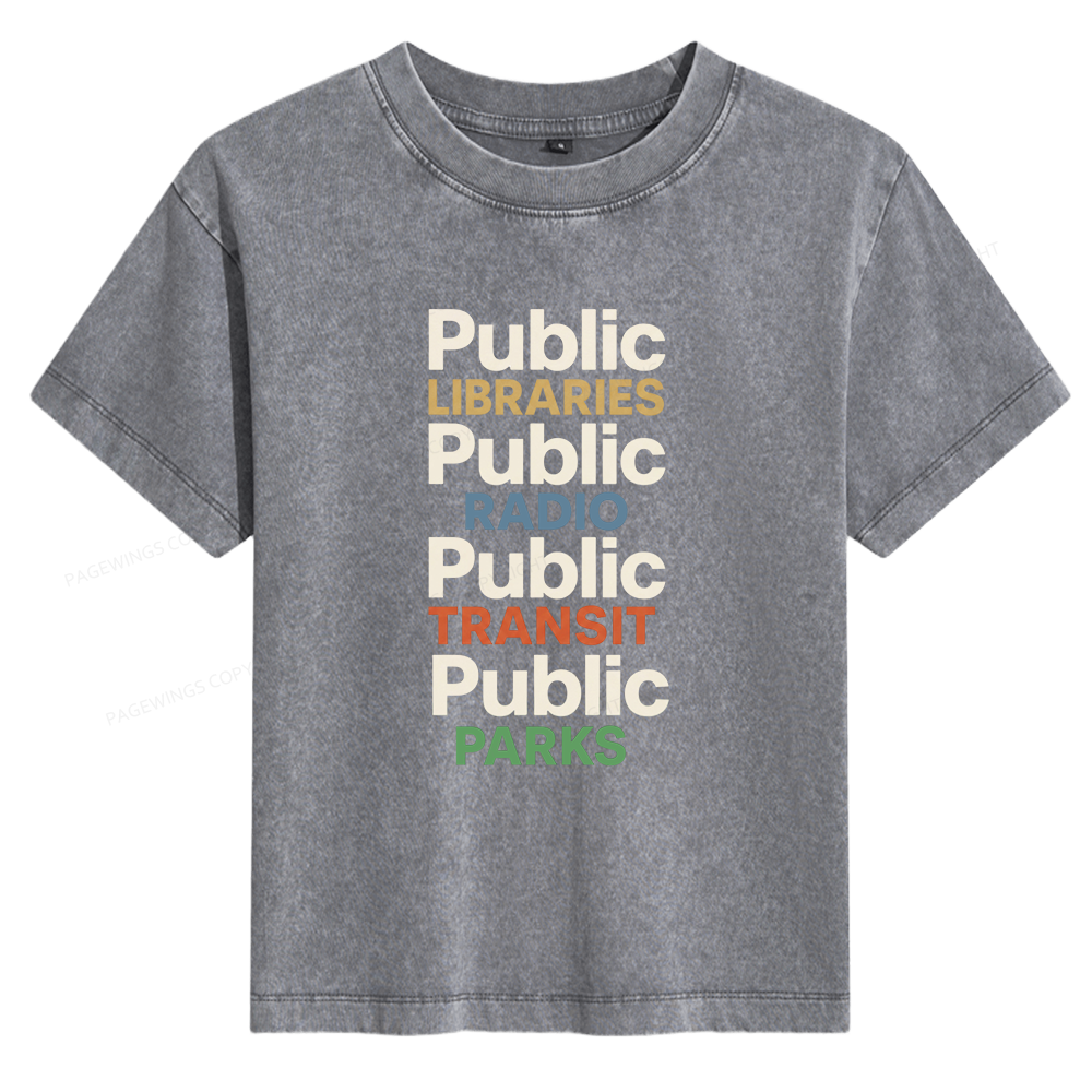 Pagewings Public Libraries 15687 Bookish Women's Washed T-shirt