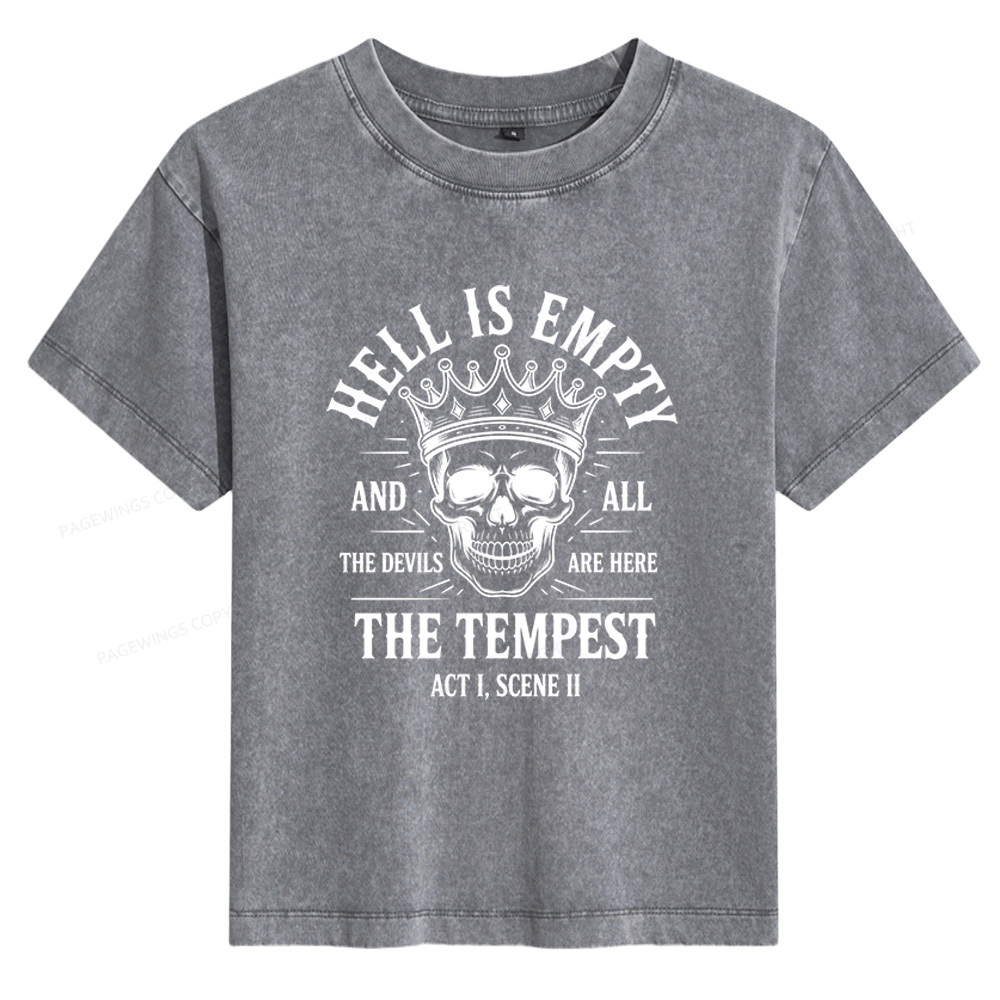 Pagewings Hell is Empty and All The Devils are Here Bookish Women's Washed T-shirt