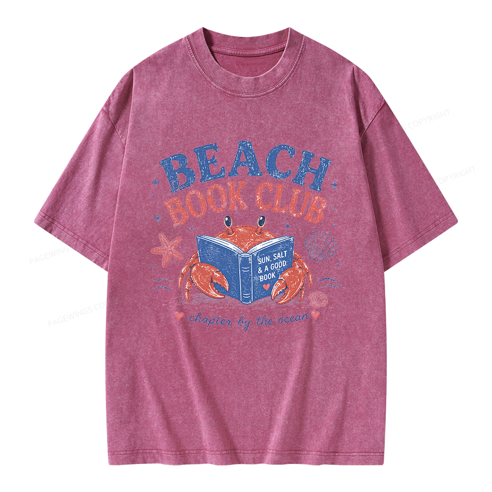 Pagewings Beach Book Club Unisex Washed T-shirt