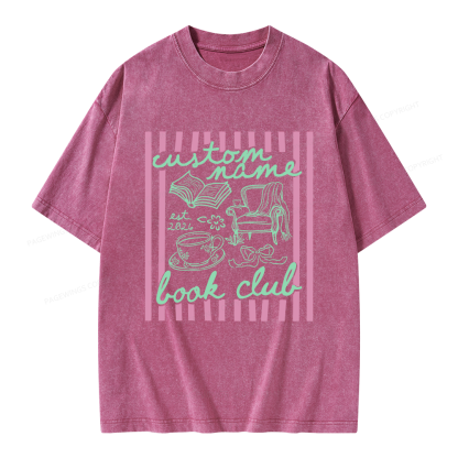 Pagewings Personalized Book Club Unisex Washed T-shirt