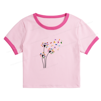 Pagewings Cute Dandelion Books Flower Fly 10035 Bookish Baby Tee Cropped Ringer T-Shirt