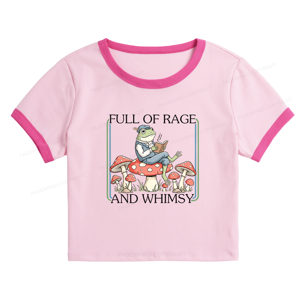 Pagewings Full Of Rage and Whimsy 15482 Bookish Baby Tee Cropped Ringer T-Shirt