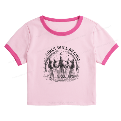 Pagewings Girls Will Be Girls 15692 Bookish Baby Tee Cropped Ringer T-Shirt
