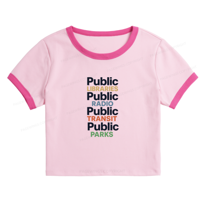Pagewings Public Libraries 15687 Bookish Baby Tee Cropped Ringer T-Shirt
