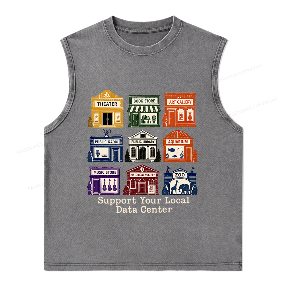 Pagewing Support Your Local Data Center16102 Bookish Unisex Washed Tank Top