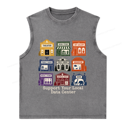 Pagewing Support Your Local Data Center16102 Bookish Unisex Washed Tank Top