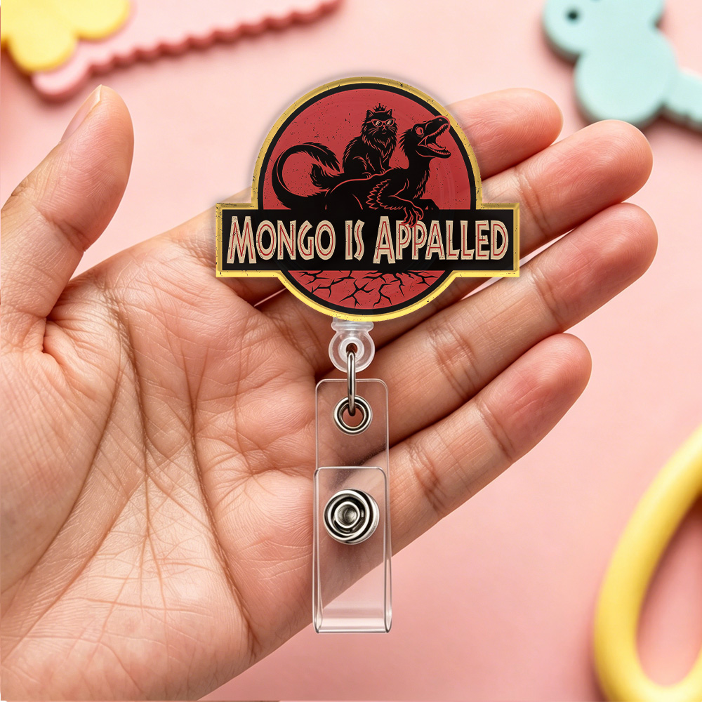Pagewings Reading Sci‑Fi Raptor Lovers Acrylic Badge Clip