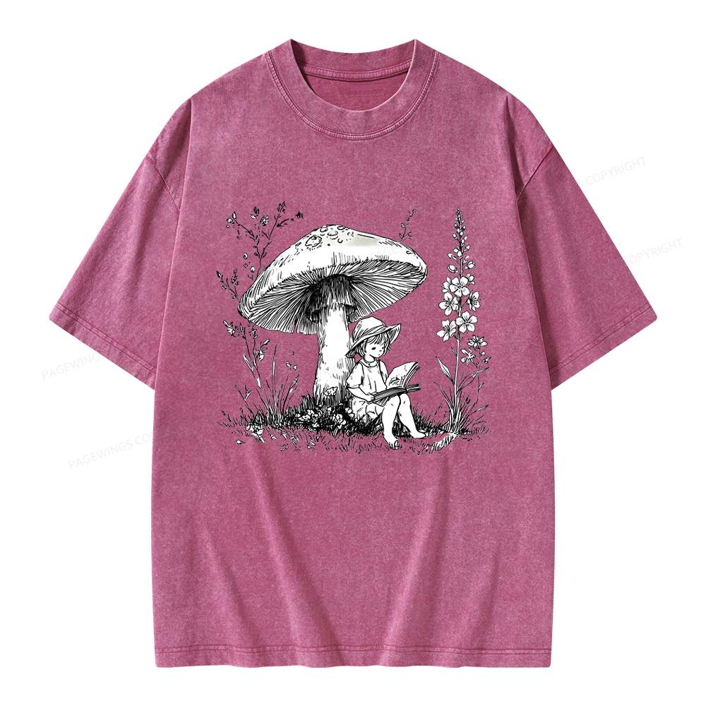 Pagewings Woodland Girl Reading Unisex Washed T-shirt