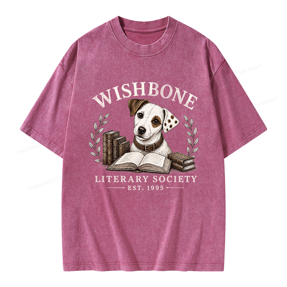 Pagewings Wishbone Literary Society Unisex Washed T-shirt