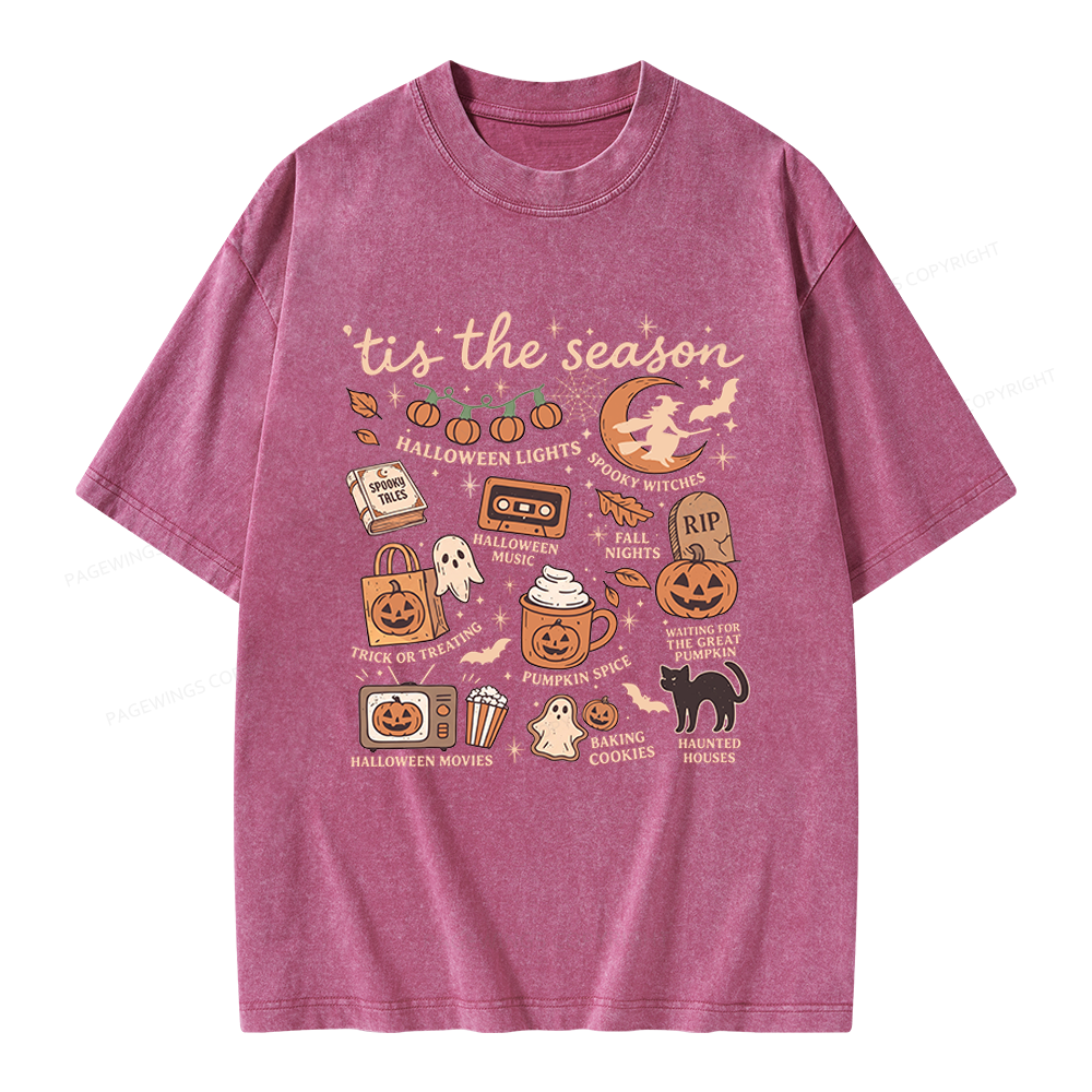Pagewing Vintage Halloween Unisex Washed T-shirt