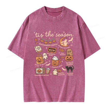 Pagewing Vintage Halloween Unisex Washed T-shirt