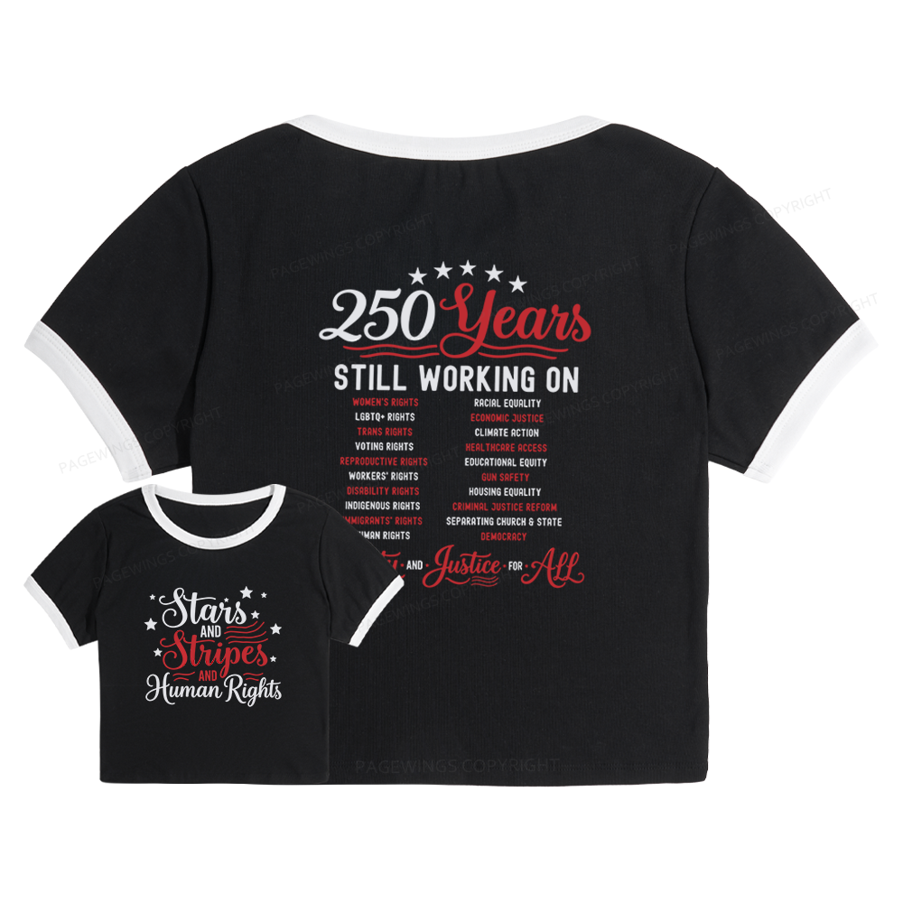 Pagewings Stars and Stripes And Human Rights 15940 Bookish Baby Tee Cropped Ringer T-Shirt