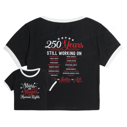Pagewings Stars and Stripes And Human Rights 15940 Bookish Baby Tee Cropped Ringer T-Shirt
