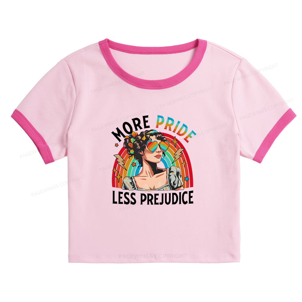 Pagewings More Pride Less Prejudice 12303 Bookish Baby Tee Cropped Ringer T-Shirt