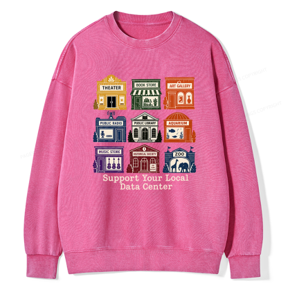 Pagewing Support Your Local Data Center16102 Read Unisex Washed Sweatshirt