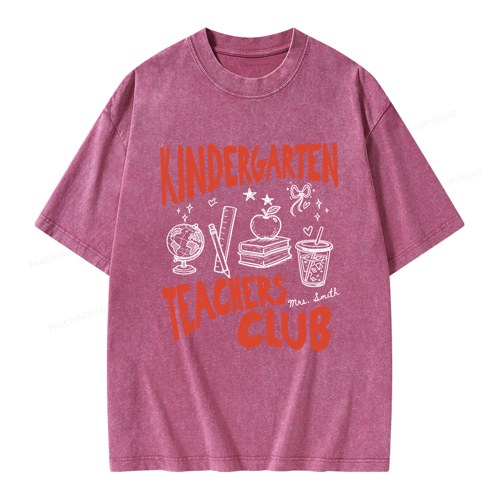 Pagewing Personalized Kindergarten Unisex Washed T-shirt