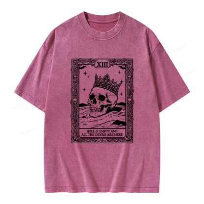 Pagewing Hell Is Empty And All The Devils Are Here Unisex Washed T-shirt