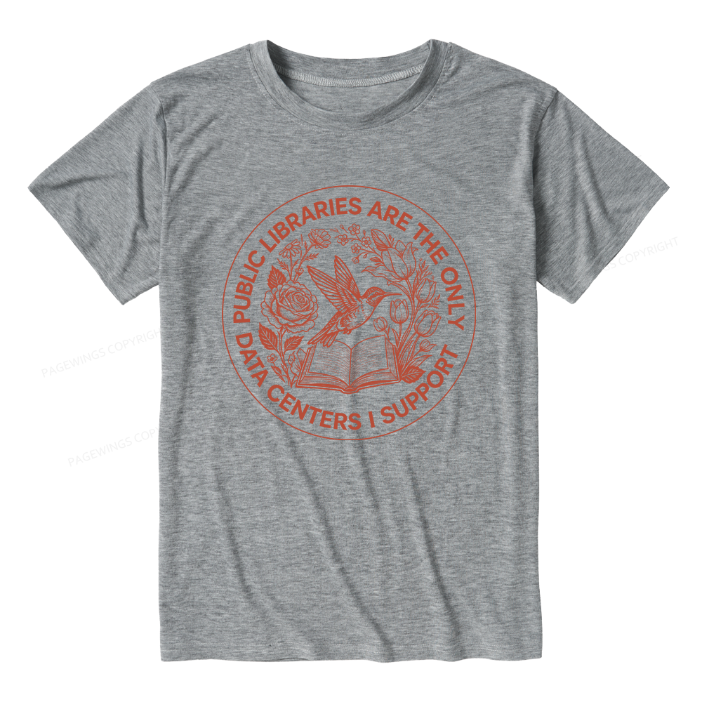 Pagewings Public Libraries are the only Data Centers I Support Bookish Unisex Heather T-Shirt
