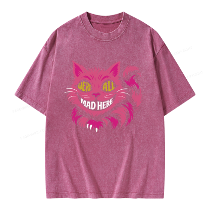 Pagewings We're All Mad Here Unisex Washed T-shirt