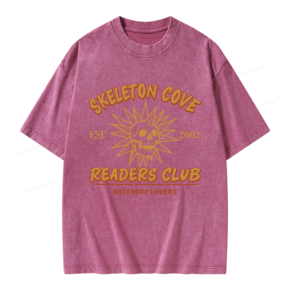 Pagewings Skeleton Cove Readers Club Unisex Washed T-shirt