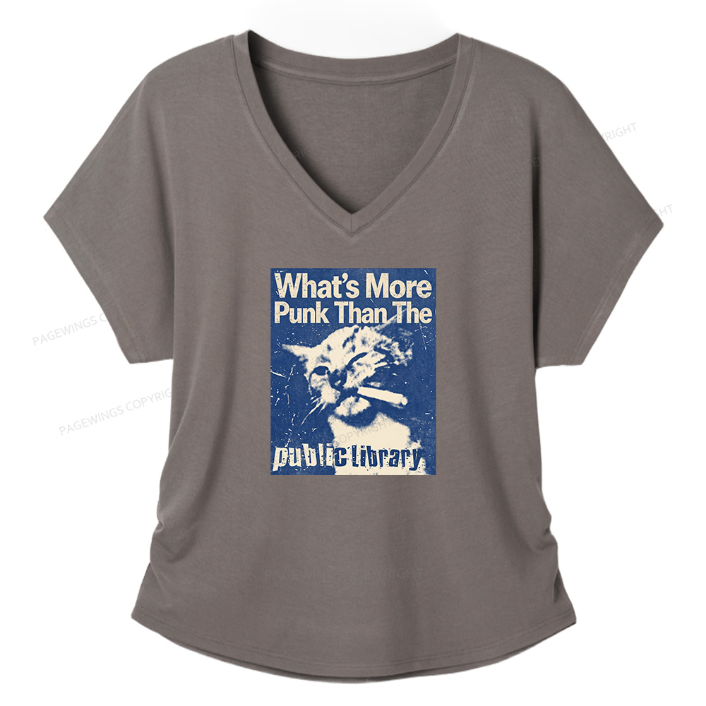 Pagewings What's More Punk Than The Public Library Soft Women's Modal V-neck T-shirt  