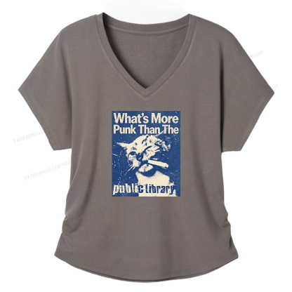 Pagewings What's More Punk Than The Public Library Soft Women's Modal V-neck T-shirt  