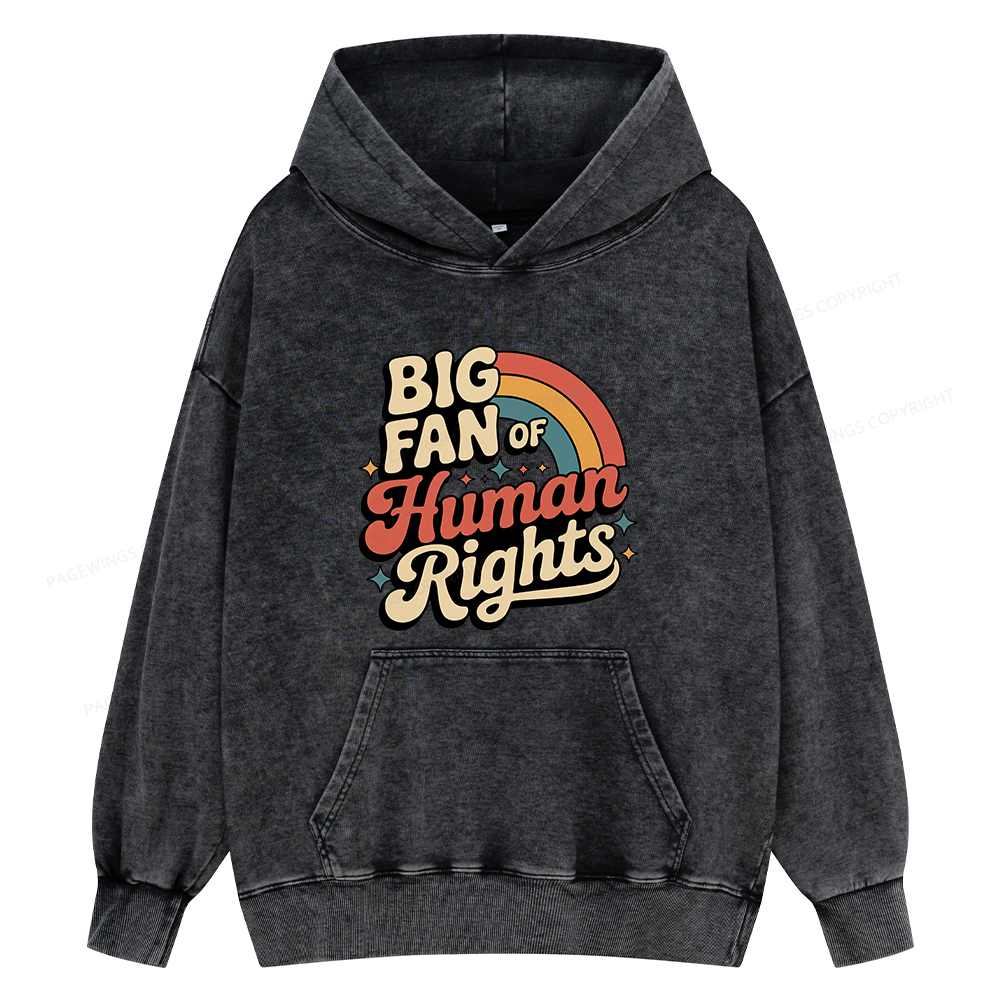 Pagewings Big Fan of Human Rights15448 Book Unisex Washed Hoodie