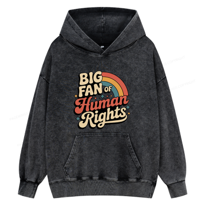 Pagewings Big Fan of Human Rights15448 Book Unisex Washed Hoodie