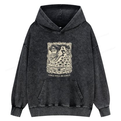 Pagewings Girls Will Be Girls15607 Book Unisex Washed Hoodie