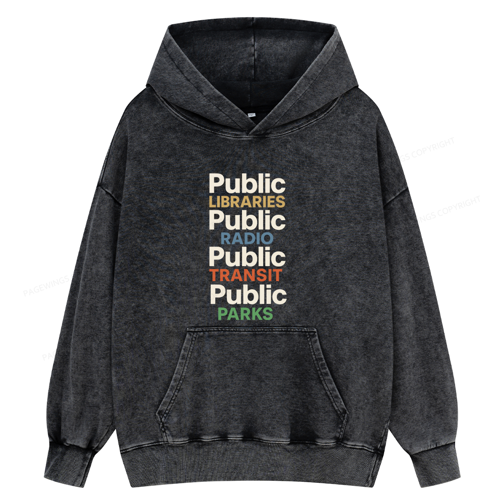Pagewings Public Libraries15687 Book Unisex Washed Hoodie