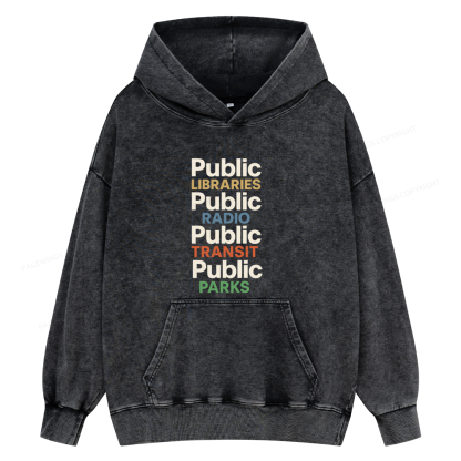 Pagewings Public Libraries15687 Book Unisex Washed Hoodie