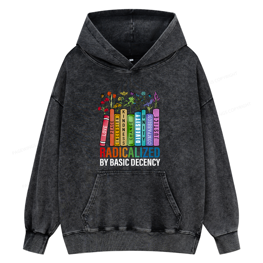 Pagewings Radicalized by Basic Decency14041 Book Unisex Washed Hoodie