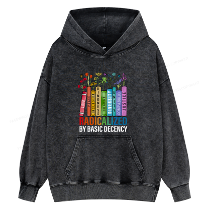 Pagewings Radicalized by Basic Decency14041 Book Unisex Washed Hoodie
