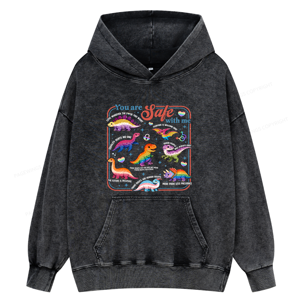 Pagewings You Are Safe With Me15899 Book Unisex Washed Hoodie