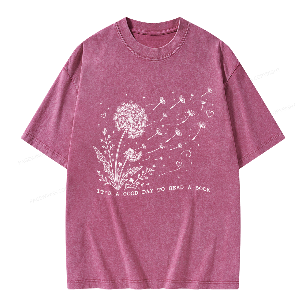 Pagewings It’s a Good Day to Read a Book Unisex Washed T-shirt