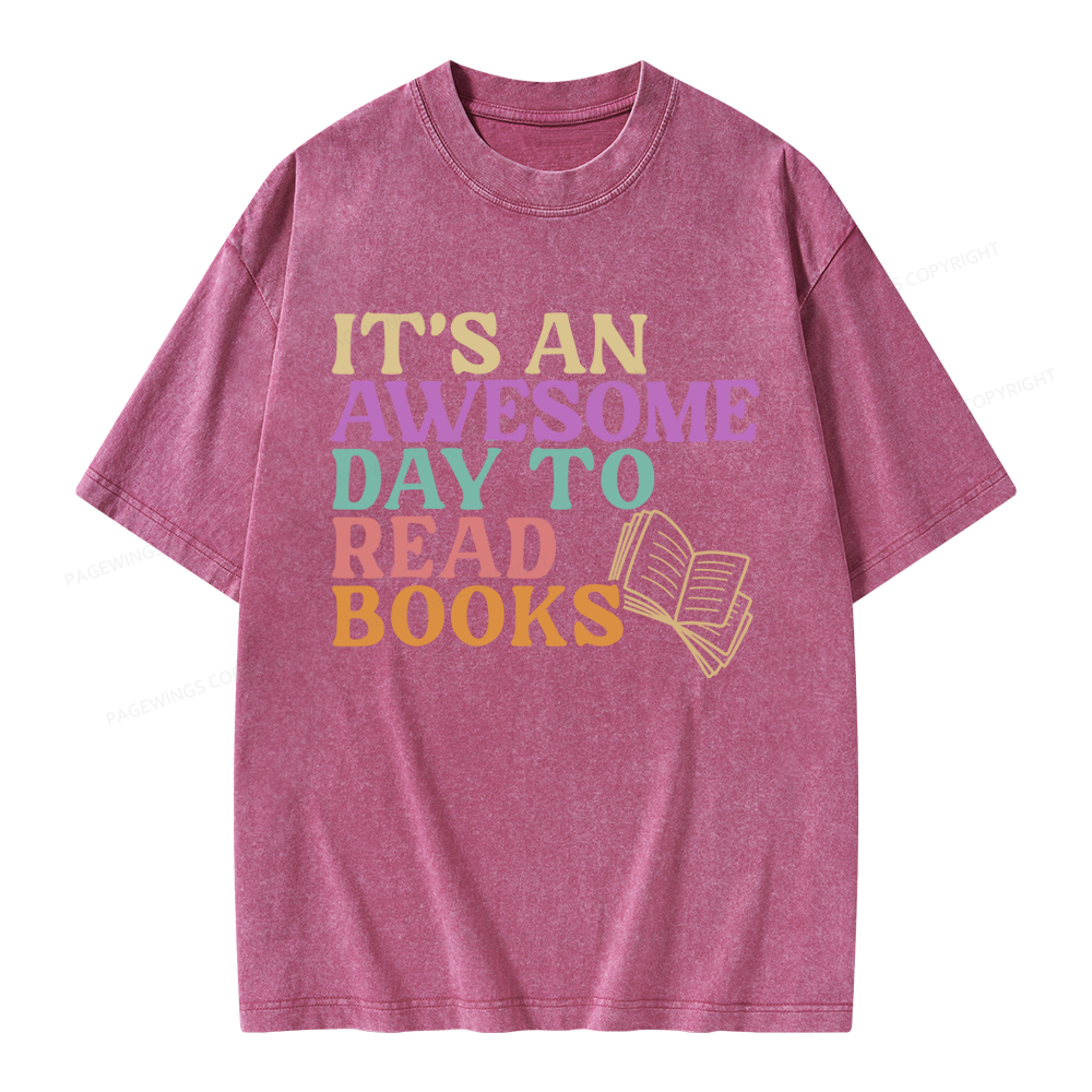 Pagewings Awesome Day To Read A Book Unisex Washed T-shirt