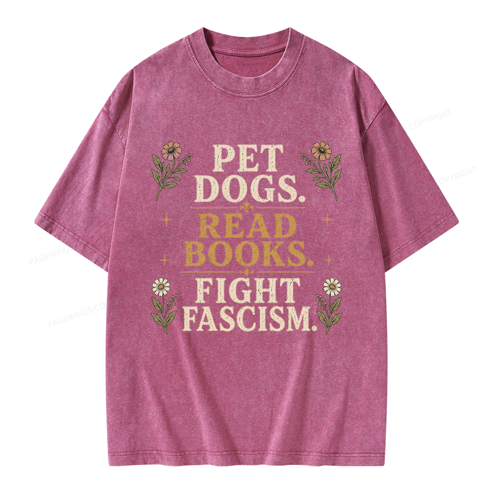 Pagewings Funny Anti Fascism Book Unisex Washed T-shirt