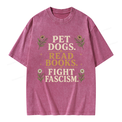 Pagewings Funny Anti Fascism Book Unisex Washed T-shirt