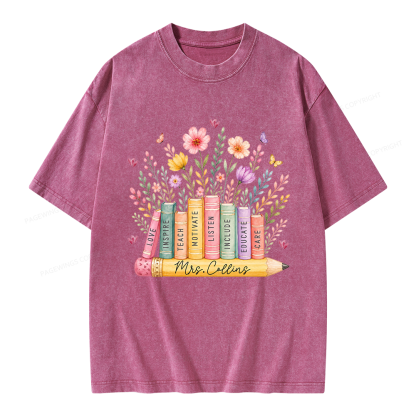 Pagewings Wildflower Books Unisex Washed T-shirt